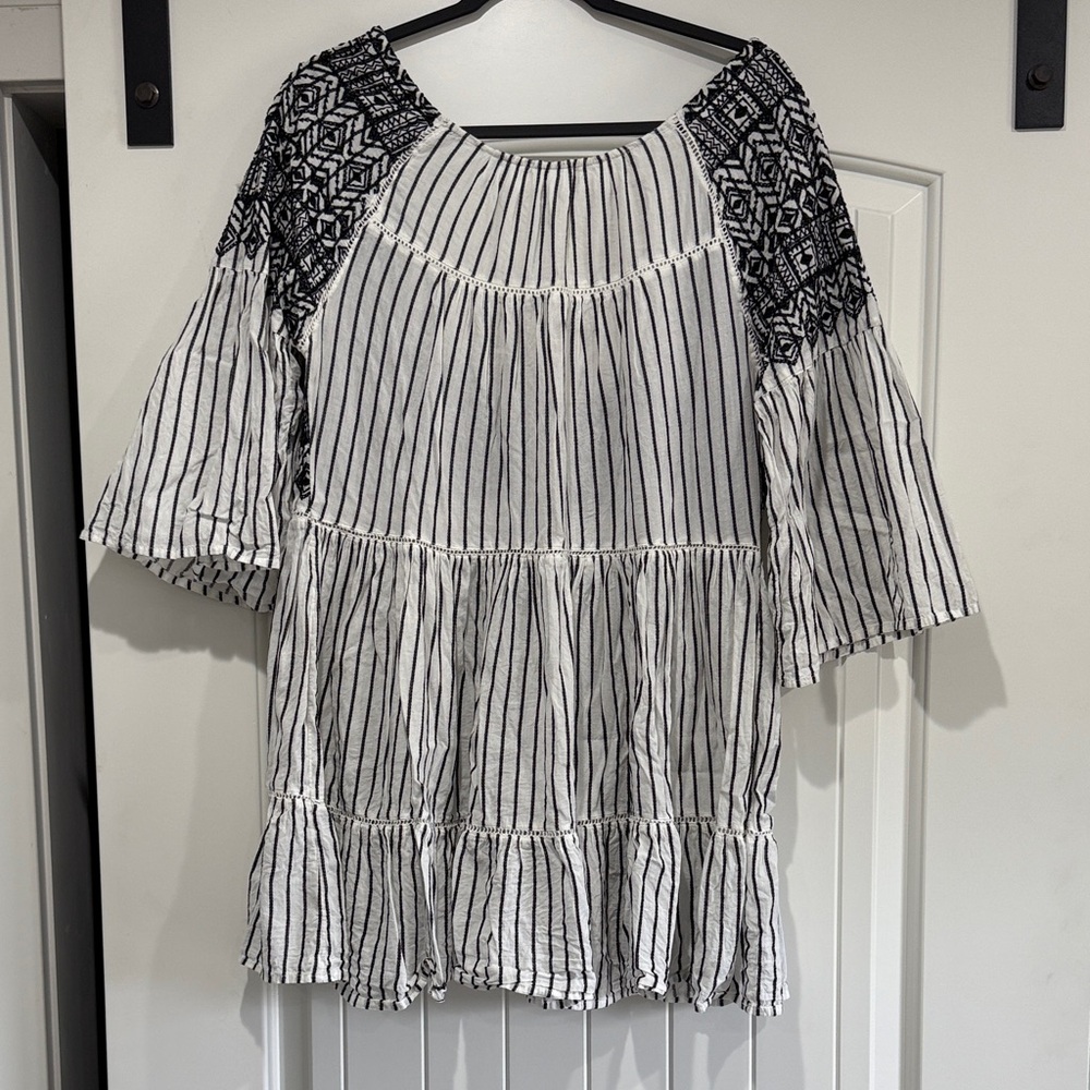 Free People boho Black and White Striped Women's dress with lower back. Size S